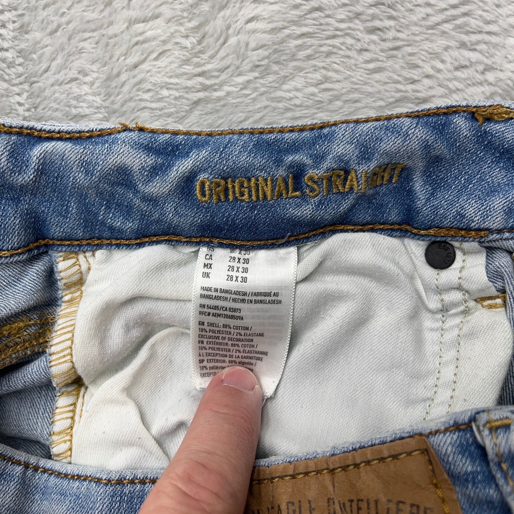 American Eagle Outfitters Mens Original Straight Jeans Light Wash 28x30 - Picture 8 of 11